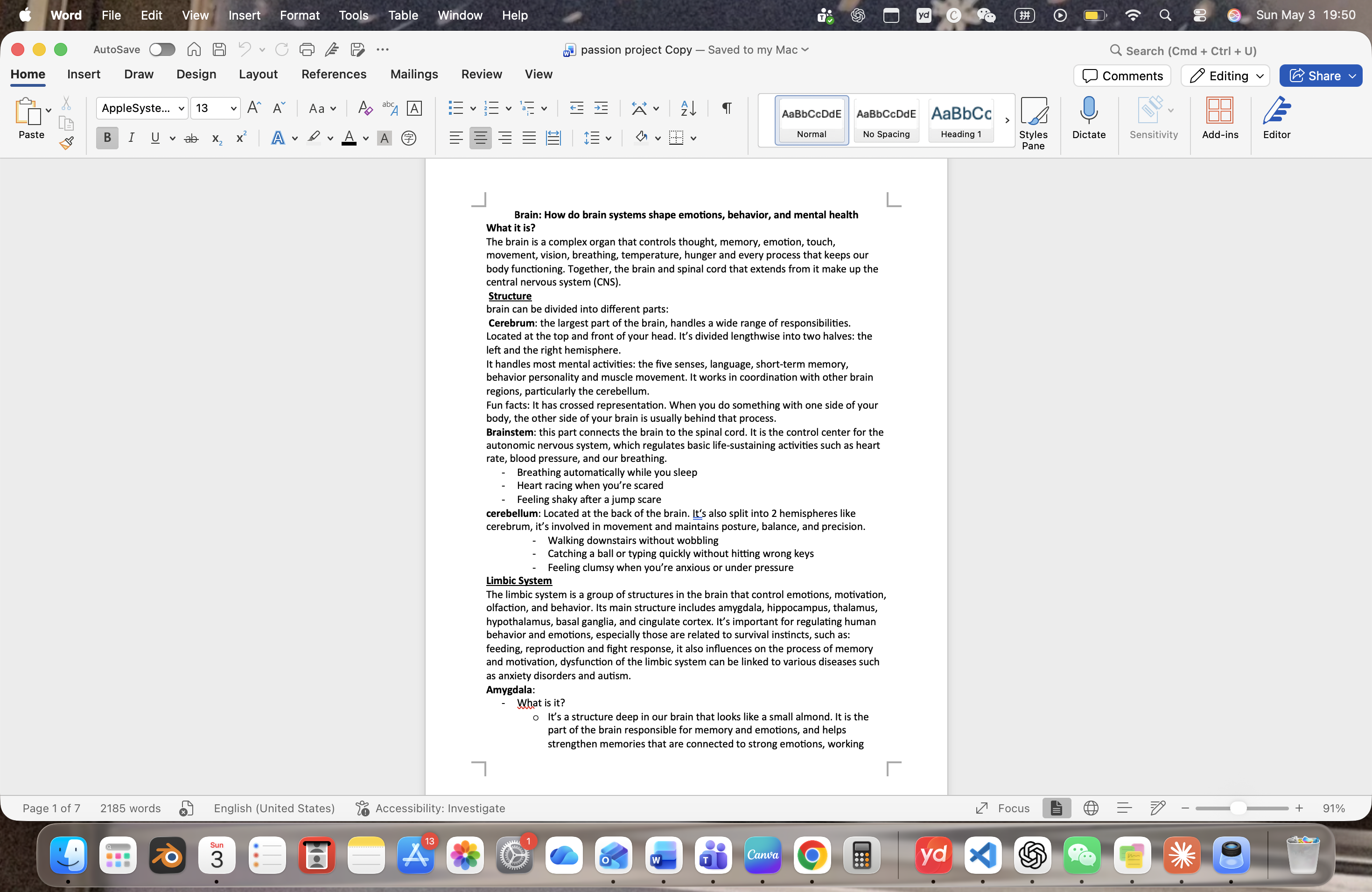 Screenshot of my research and writing notes